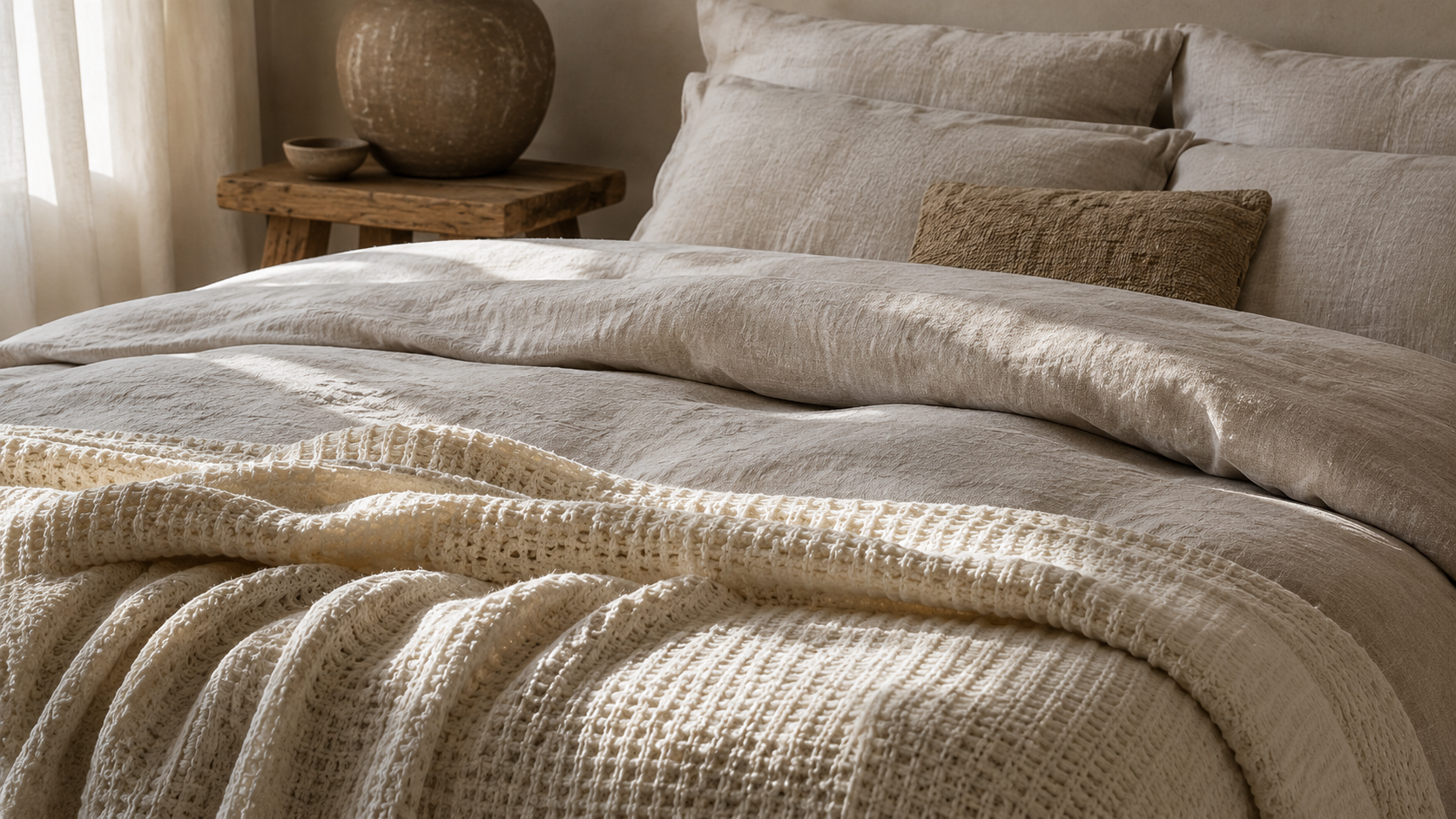 Textured Oatmeal Linen Bedding